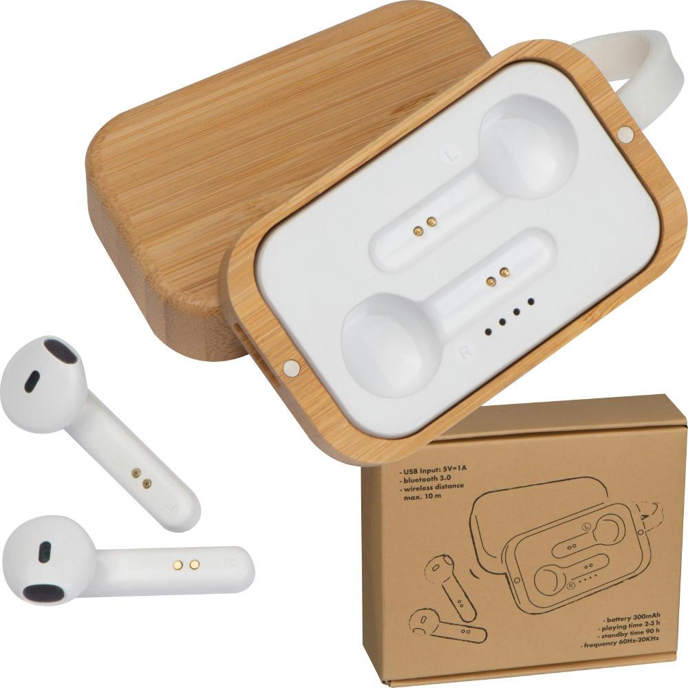 Product image Bluetooth Kopfhörer in einer Bambusbox Werbeartikel