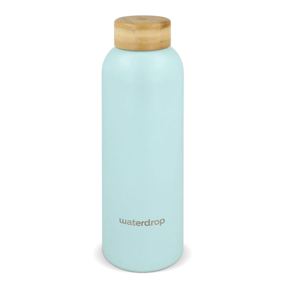 Product image Waterdrop Edelstahlflasche mit Bambusdeckel 600 ml Werbeartikel