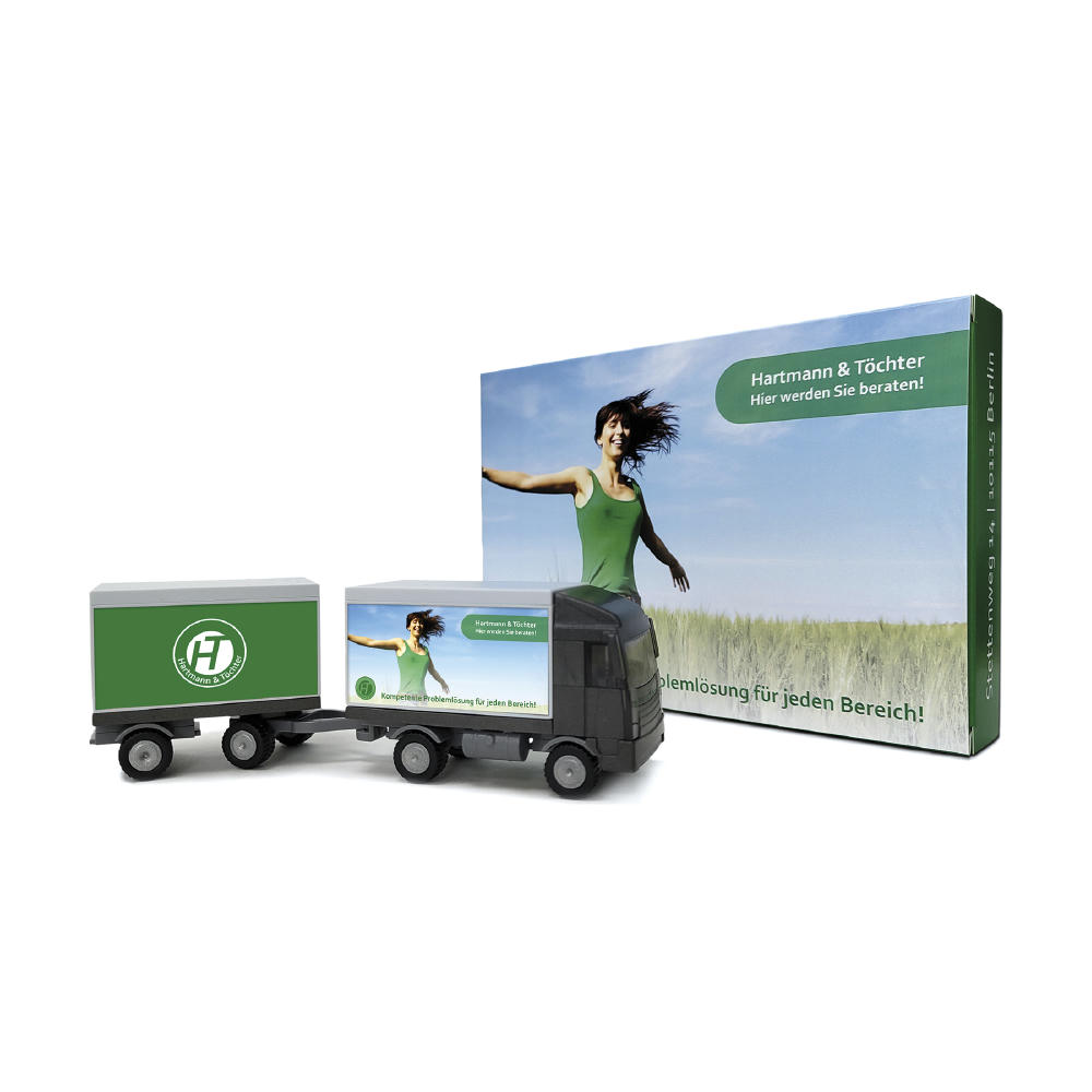 Product image Bausatz in Geschenkverpackung "LKW mit Anhänger" Werbeartikel