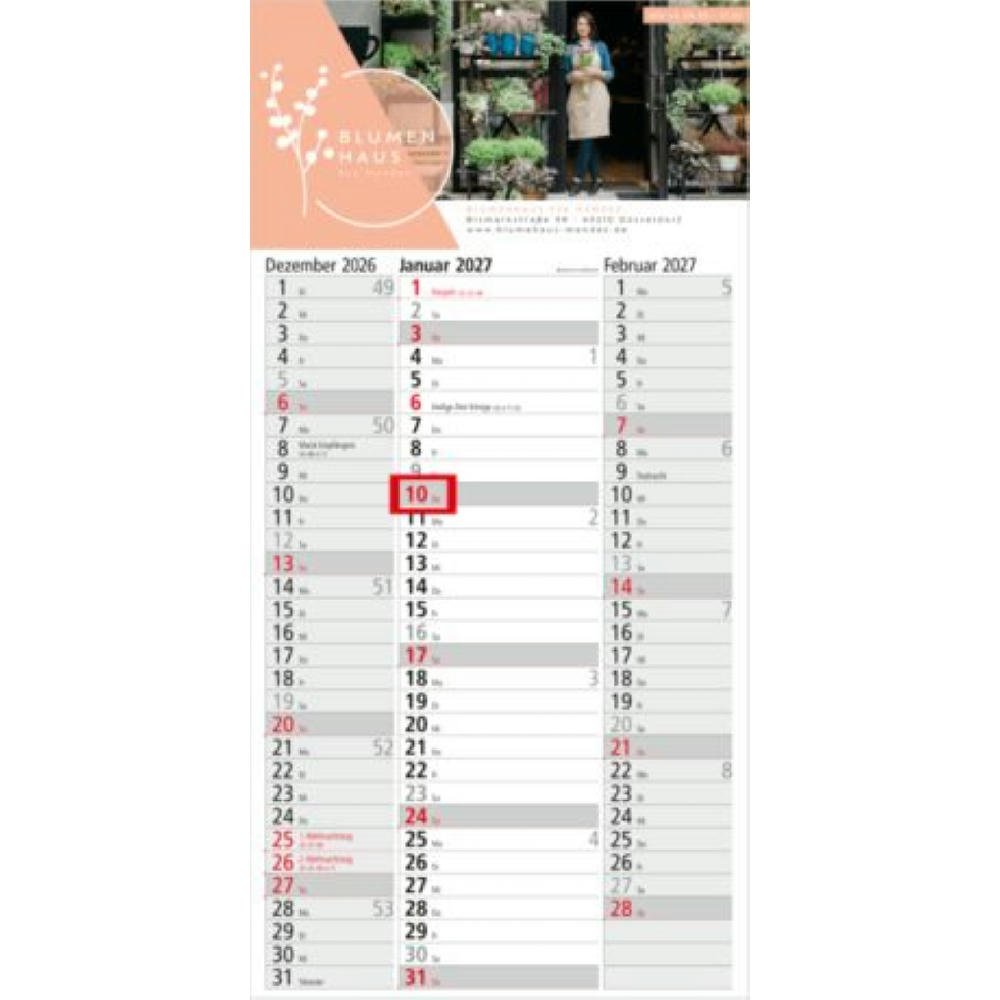 3-Monatskalender Einblatt Spectrum 3 EXPRESS Streifenkalender 3 Monate Werbeartikel