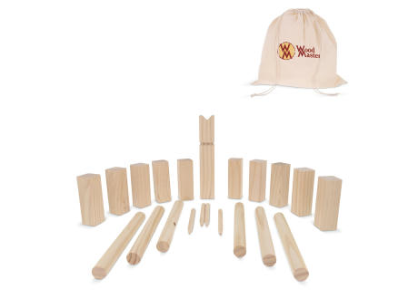 Kubb Spiel aus Holz mit Beutel Werbeartikel