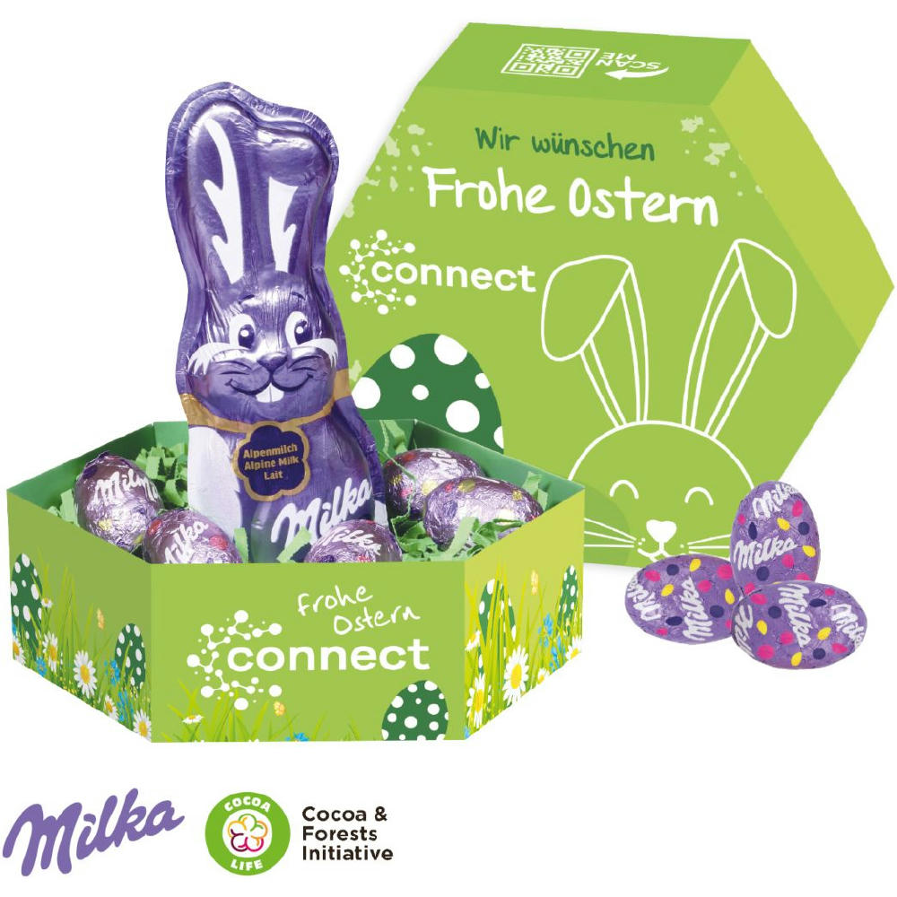 GROßES OSTERNEST MIT SCHOKOLADE VON MILKA Werbeartikel