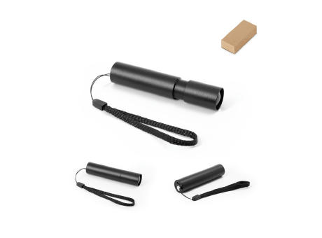 BRUCE. Wiederaufladbare Taschenlampe aus recyceltem Aluminium (100 % rAL) mit 30 mm ausziehbarer Spitze Werbeartikel