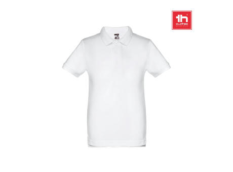 THC ADAM KIDS WH. Kurzärmeliges Poloshirt für Kinder (unisex). Farbe Weiß bedrucken