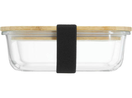 Hitzebeständige Glas-Lunchbox mit Bambusdeckel, Dichtung und 640 ml Volumen Werbeartikel