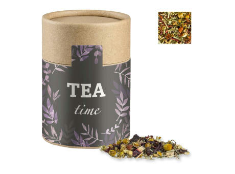 Product image Kräutertee Vierjahreszeiten, ca. 25g, Kraftpapierdose Midi Werbeartikel