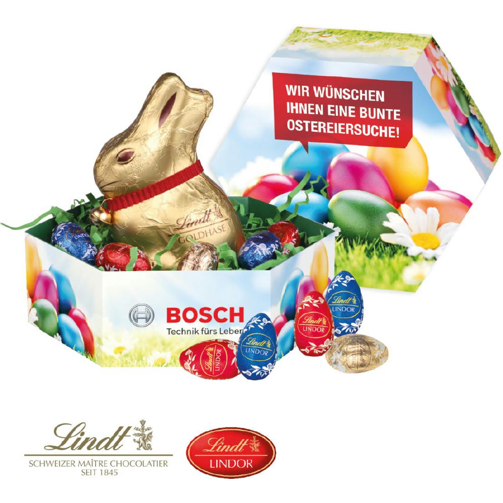 GROßES OSTERNEST MIT SCHOKOLADE VON LINDT Werbeartikel