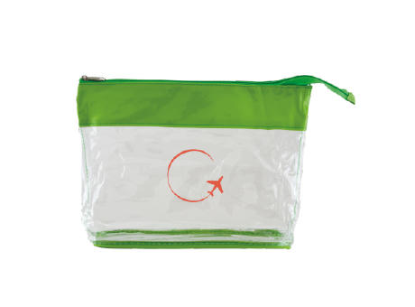 Kulturtasche transparent mit farbiger Biese Werbeartikel