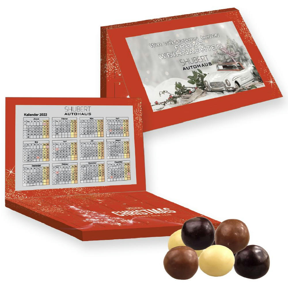 Product image Knusperkugeln-Mix, ca. 50g, Express Adventskalender Mini mit Werbekarte Werbeartikel