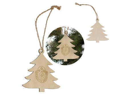 Baumförmiges Weihnachtsornament aus Holz Werbeartikel