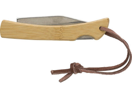 Klappbares Messer aus Edelstahl und Bambus Beckett Werbeartikel