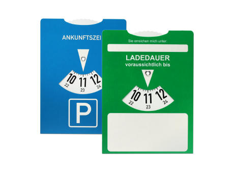 Product image Kartonparkscheibe mit Ladedaueranzeige für E-Autos Werbeartikel