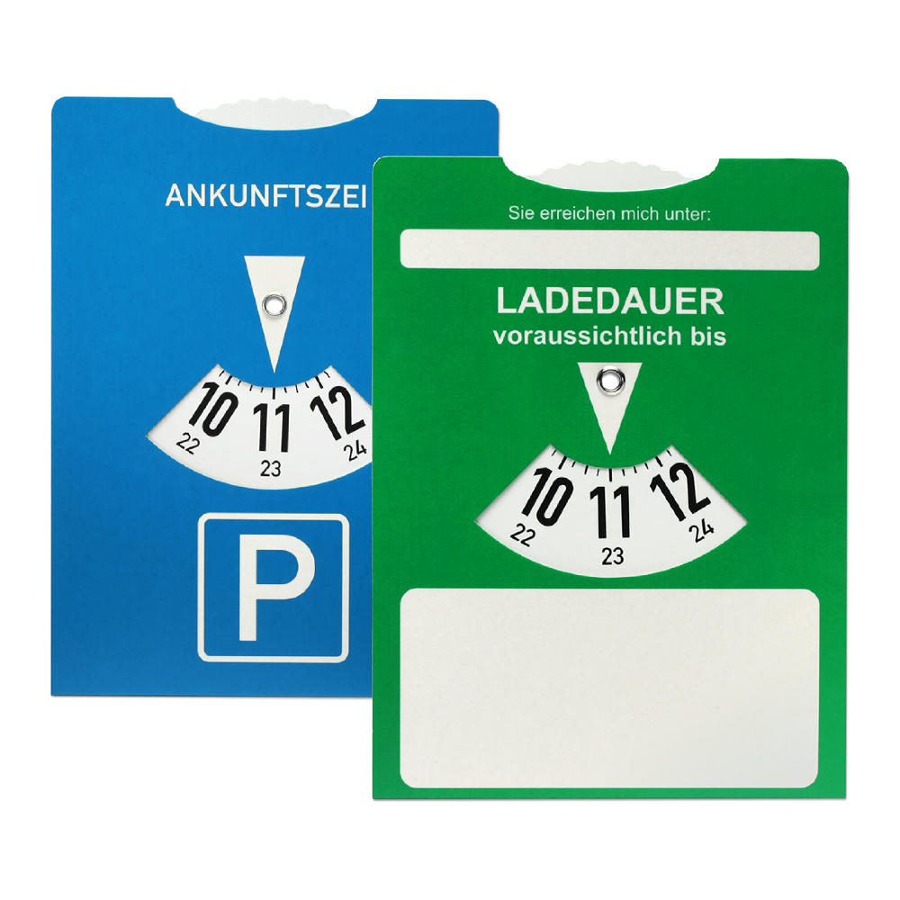 Product image Kartonparkscheibe mit Ladedaueranzeige für E-Autos Werbeartikel