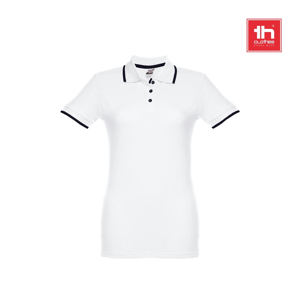 THC ROME WOMEN WH. Zweifarbiges Baumwoll-Poloshirt für Damen Werbeartikel