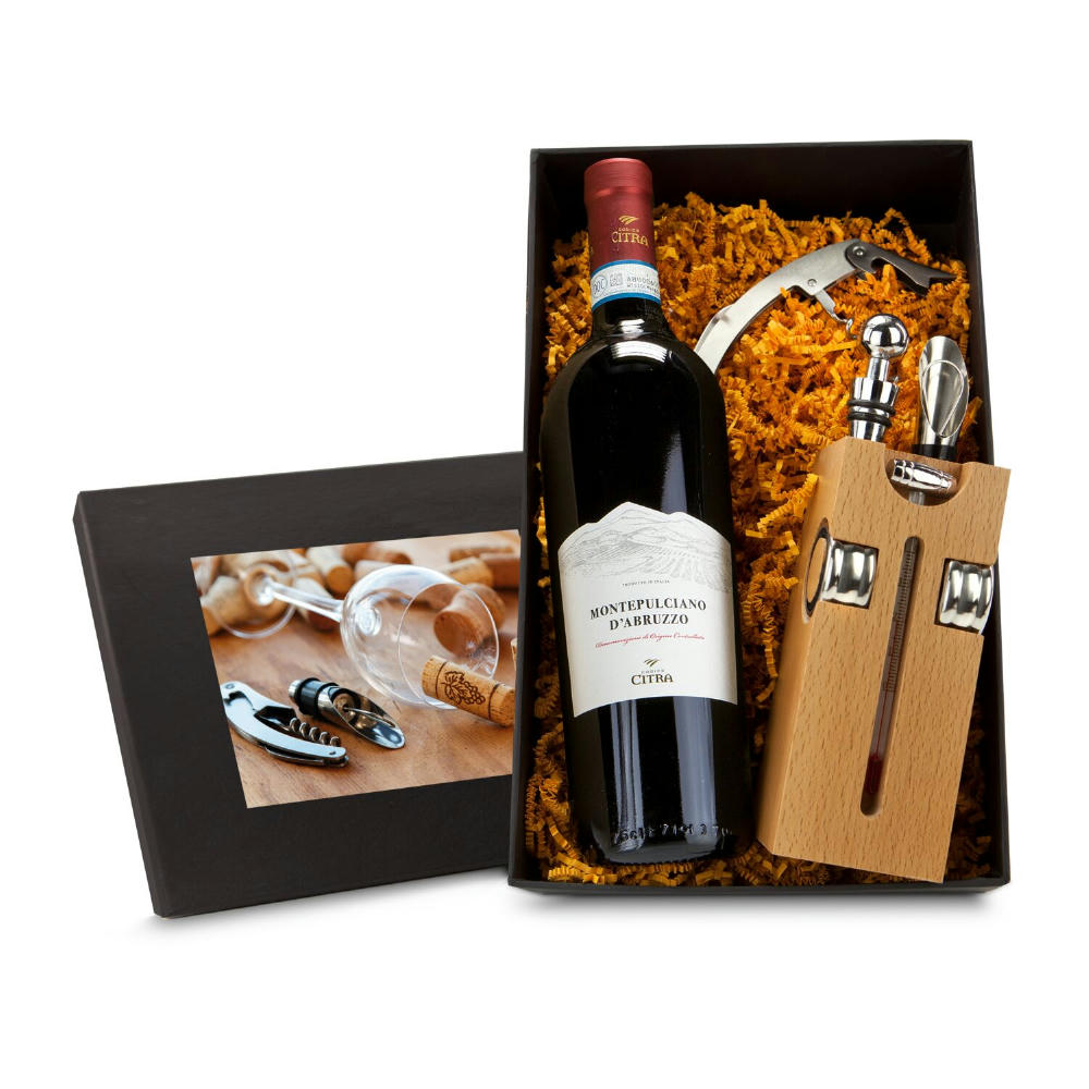 Product image Geschenkset / Präsenteset: Buche-Block mit Wein Werbeartikel