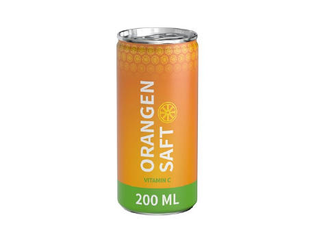 200 ml Orangensaft (Dose) - Body Label Werbeartikel