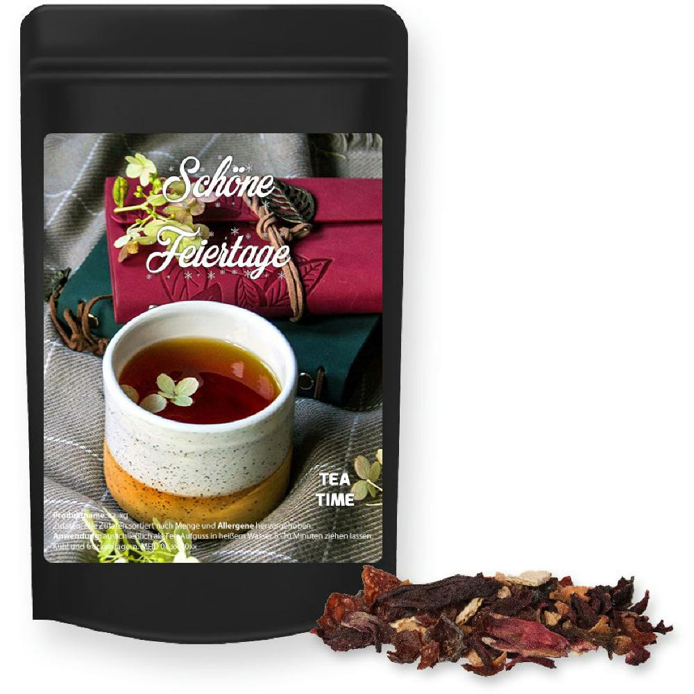 Product image Weihnachts Früchtetee, ca. 20g, Standbeutel Mini schwarz Werbeartikel