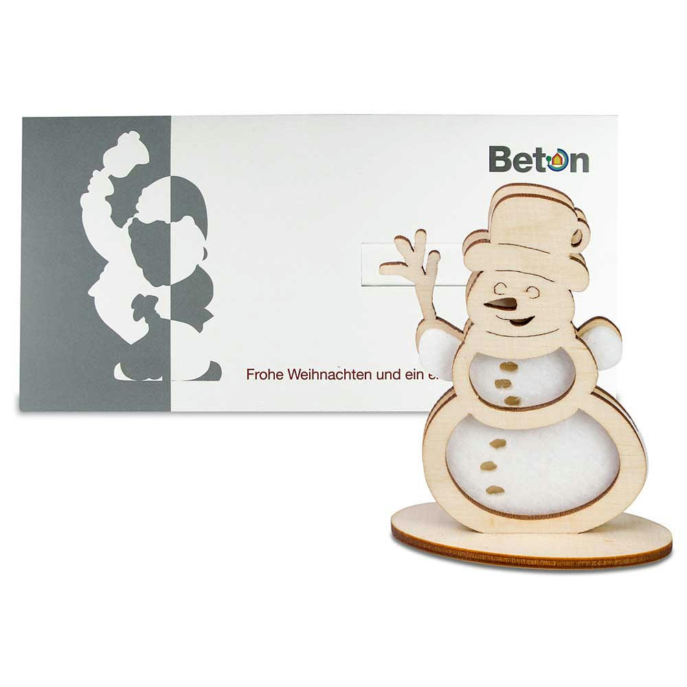 Product image Steckfiguren-Karte Filz Premium - Schneemann Premium 4/0-c Werbeartikel