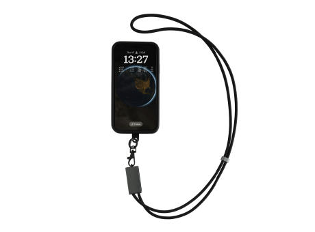 Terra 60Wduales Ladekabel aus RCS recyceltem PET mit Lanyard Werbeartikel