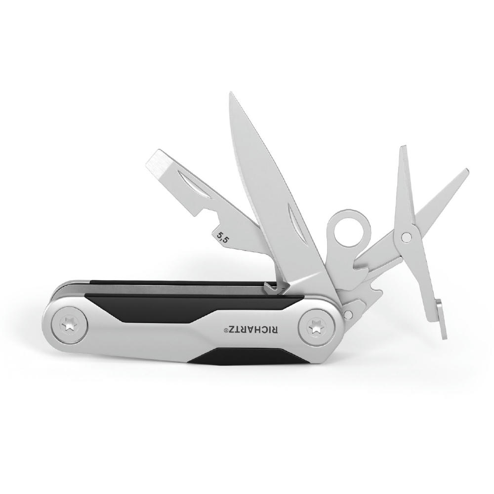 RICHARTZ NEO knife 8+ mini aufgeklappt mit Klinge, Schere und Schraubendreher – Taschenmesser mit Gravur Ihres Logos
