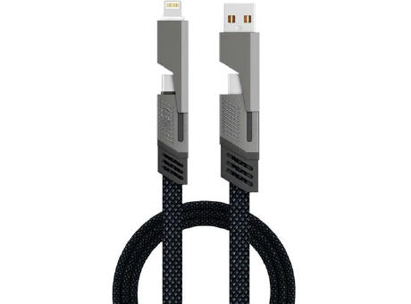 Universelles 4-in-1-Kabel 'Orlando', 1m, anthrazitgrau Werbeartikel
