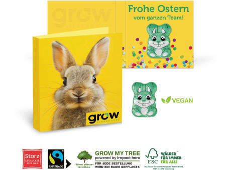 WERBE KLAPPKARTE OSTERHASE VEGAN Werbeartikel