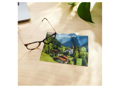 POLYCLEAN rPET Brillenputztuch 18x15 cm im Pergaminbeutel, All-Inclusive-Paket bedrucken