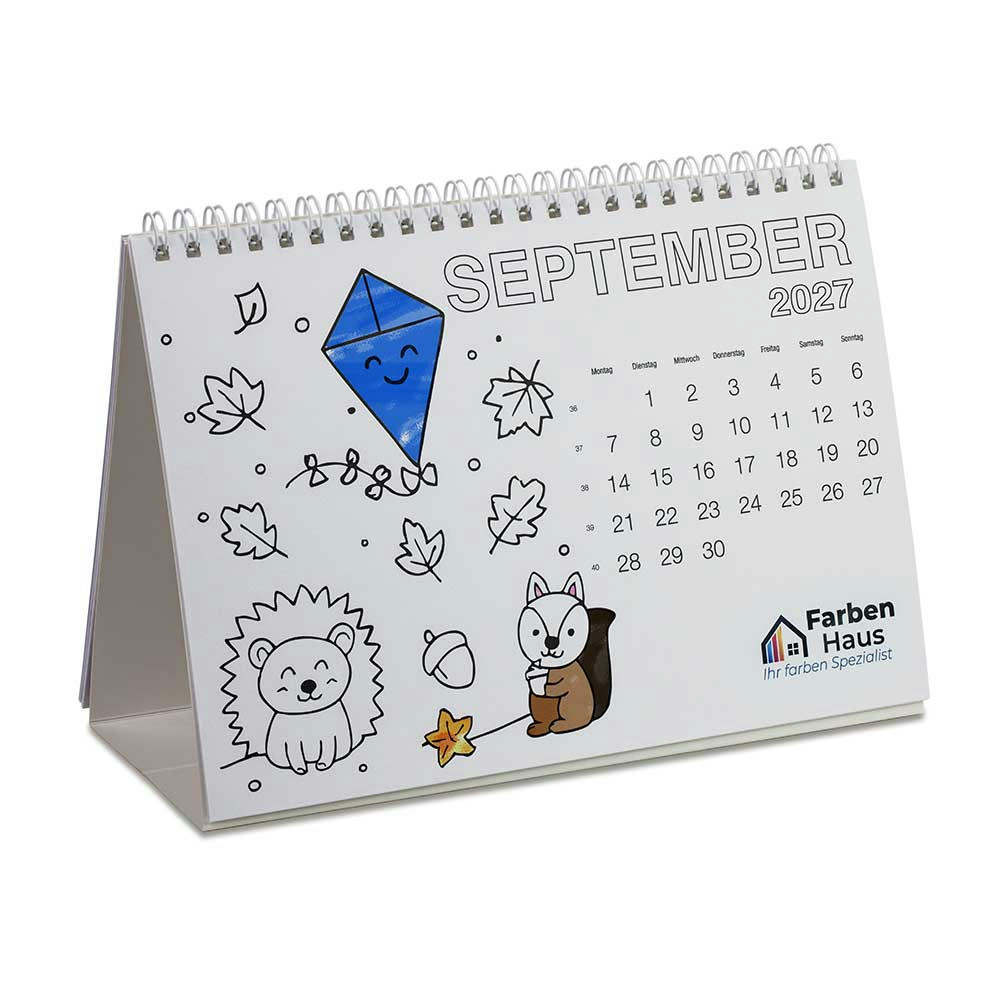 Ausmal-Tischkalender - mit Digitaldruck Werbeartikel