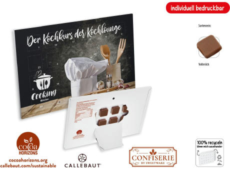 Product image Countdown-Eventkalender Tischkalender, 24 Stück, Inhalt: Callebaut Vollmilch Schokolade Kalender Werbeartikel