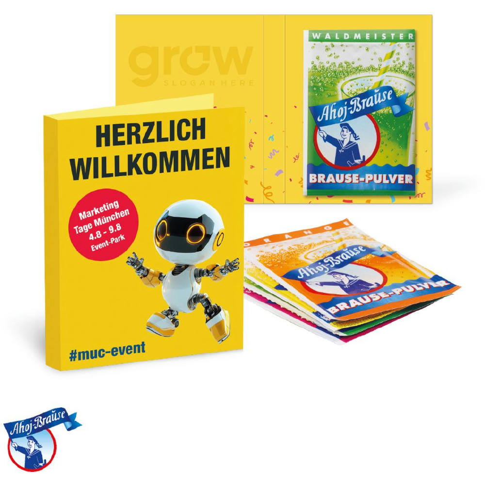 WERBE-KLAPPKARTE MIT Ahoj BRAUSE PULVER Werbeartikel