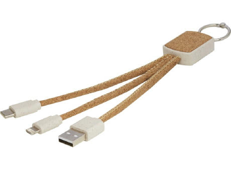 Product image Bates Weizenstroh und Kork 3-in-1 Ladekabel Werbeartikel
