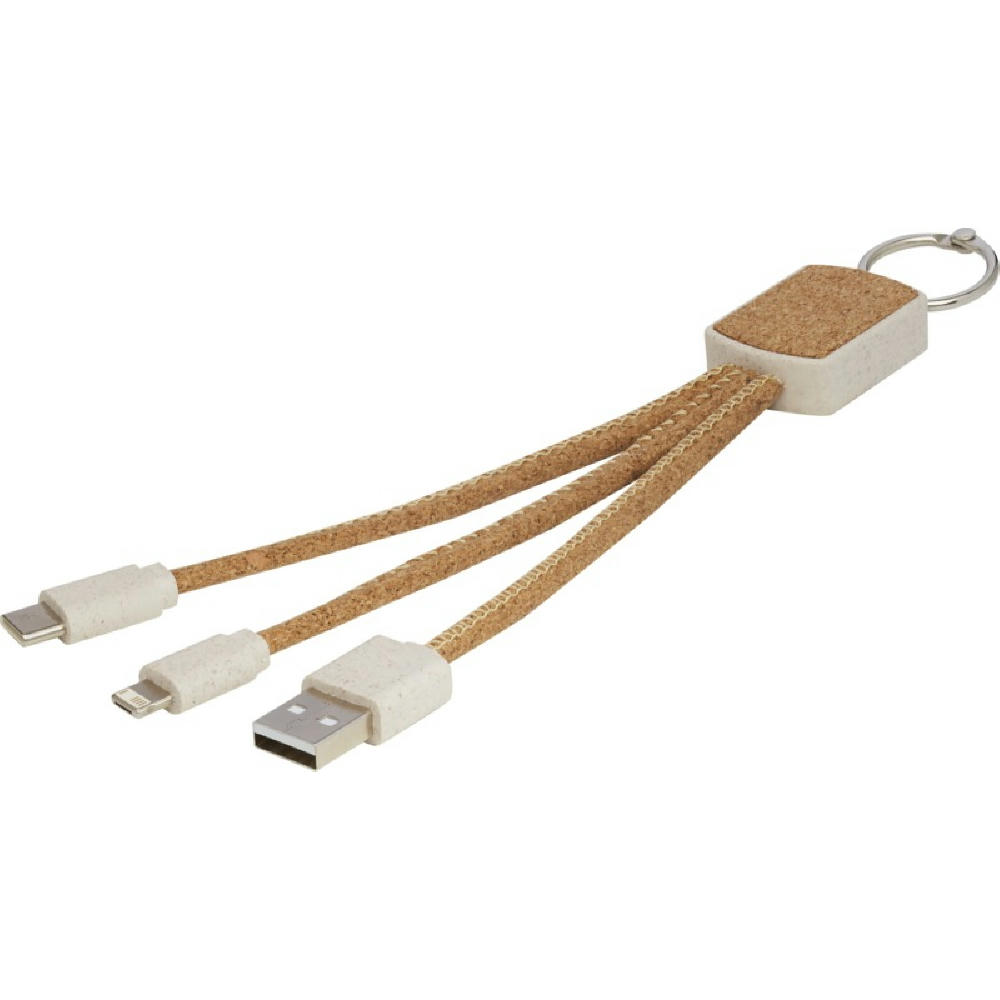 Product image Bates Weizenstroh und Kork 3-in-1 Ladekabel Werbeartikel