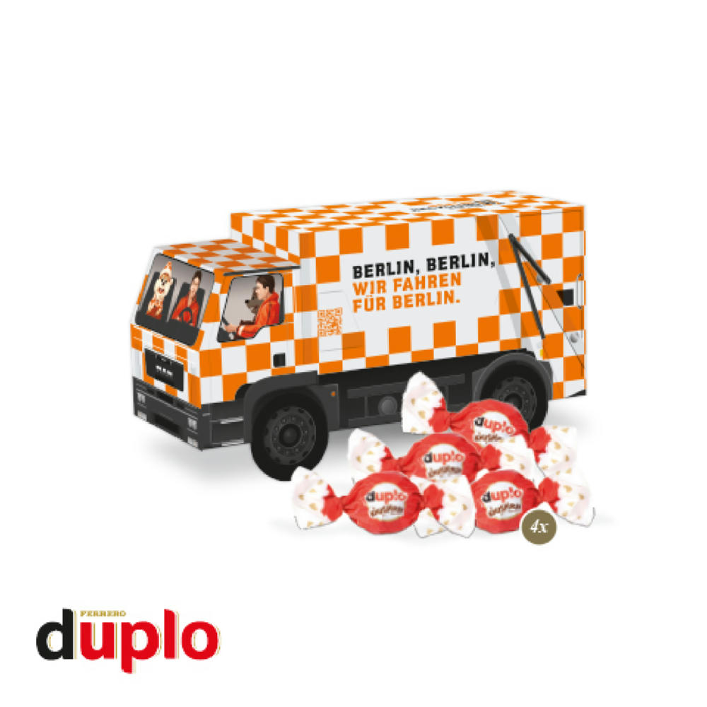 3D Präsent "LKW" mit duplo Knusperlen Werbeartikel