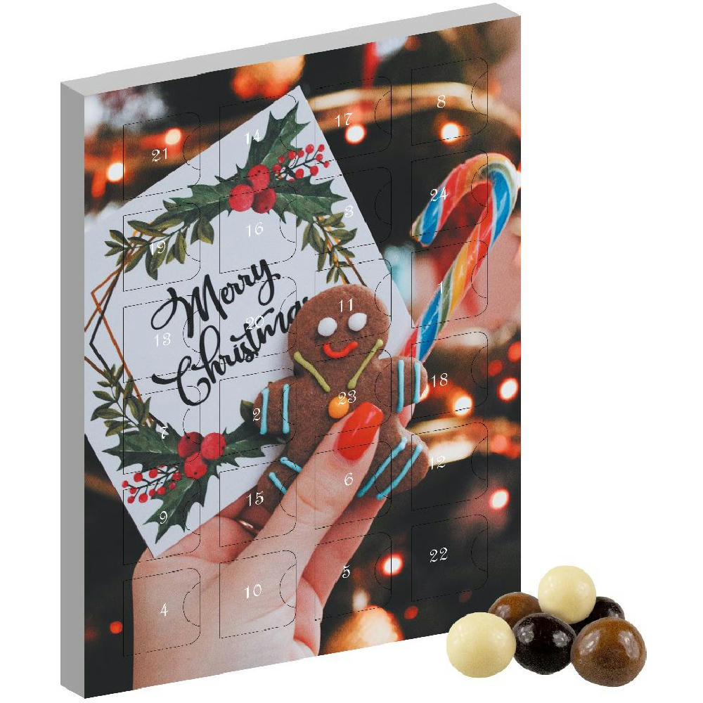 Product image Knusperkugeln-Mix, ca. 50g, Adventskalender Mini Hochformat Werbeartikel