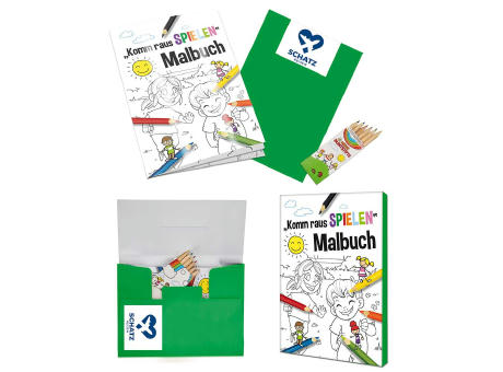 Malbuch / Mal-Set A6 - Komm-raus-spielen - Malset neutral Werbeartikel