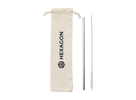 Reusable 1 piece ECO Straw Set Strohalme aus Edelstahl Werbeartikel