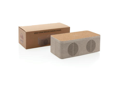 Weizenstroh Wireless Charging Lautsprecher Werbeartikel