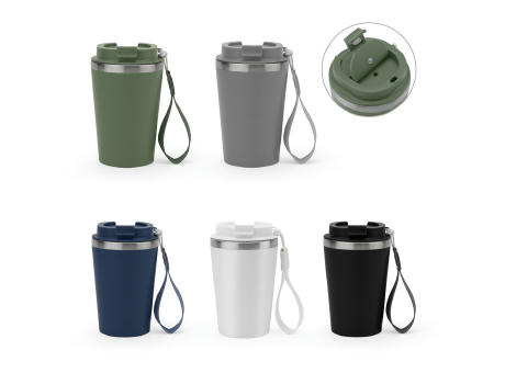 Product image SPITZ. Reisebecher aus Edelstahl (90 % recycelt) und Außenwand aus PP mit matter Oberfläche 460 ml Werbeartikel