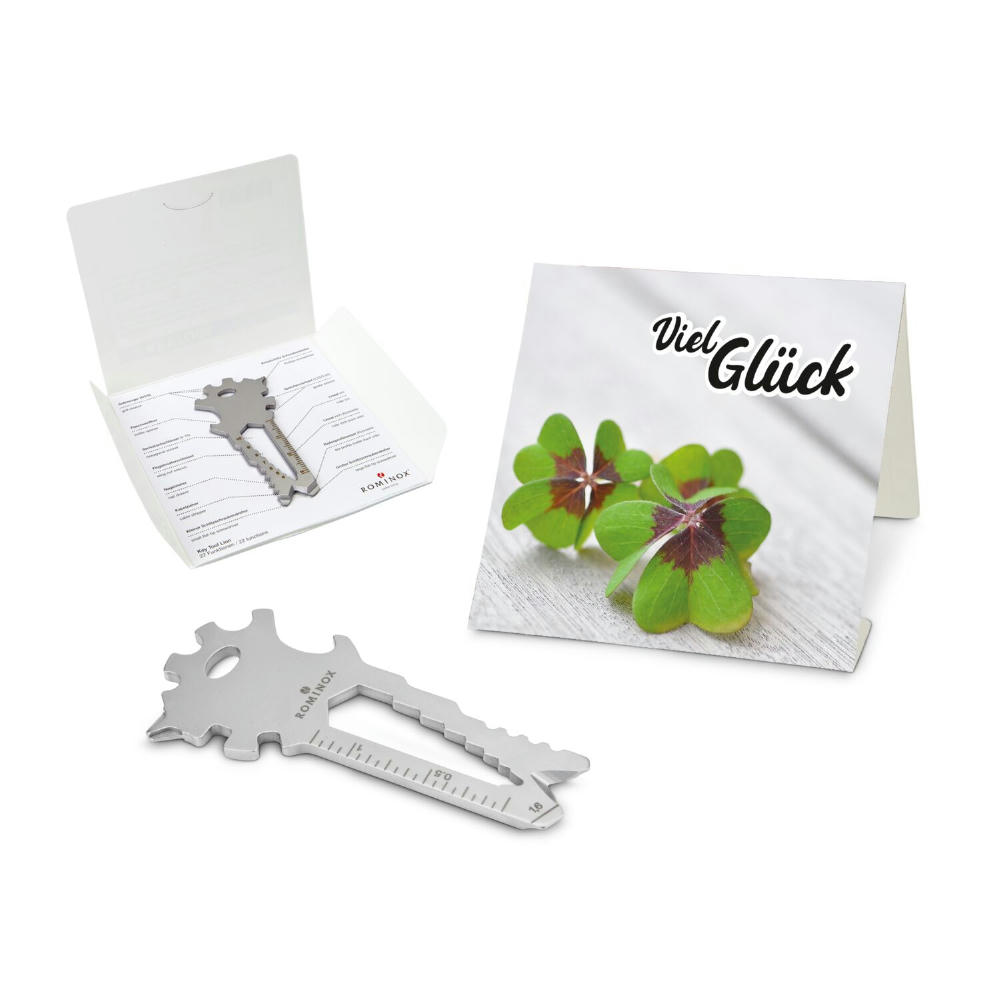 Product image Geschenkartikel: ROMINOX® Key Tool Truck / LKW (22 Funktionen) im Motiv-Mäppchen Viel Glück Werbeartikel