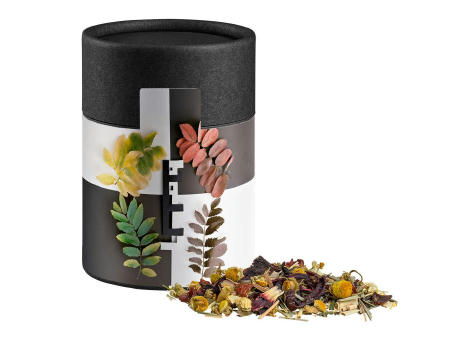 Product image Kräutertee Vierjahreszeiten, ca. 25g, Kraftpapierdose Midi schwarz Werbeartikel