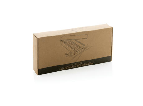 Deluxe Mikado/Domino Set in Holzbox Werbeartikel