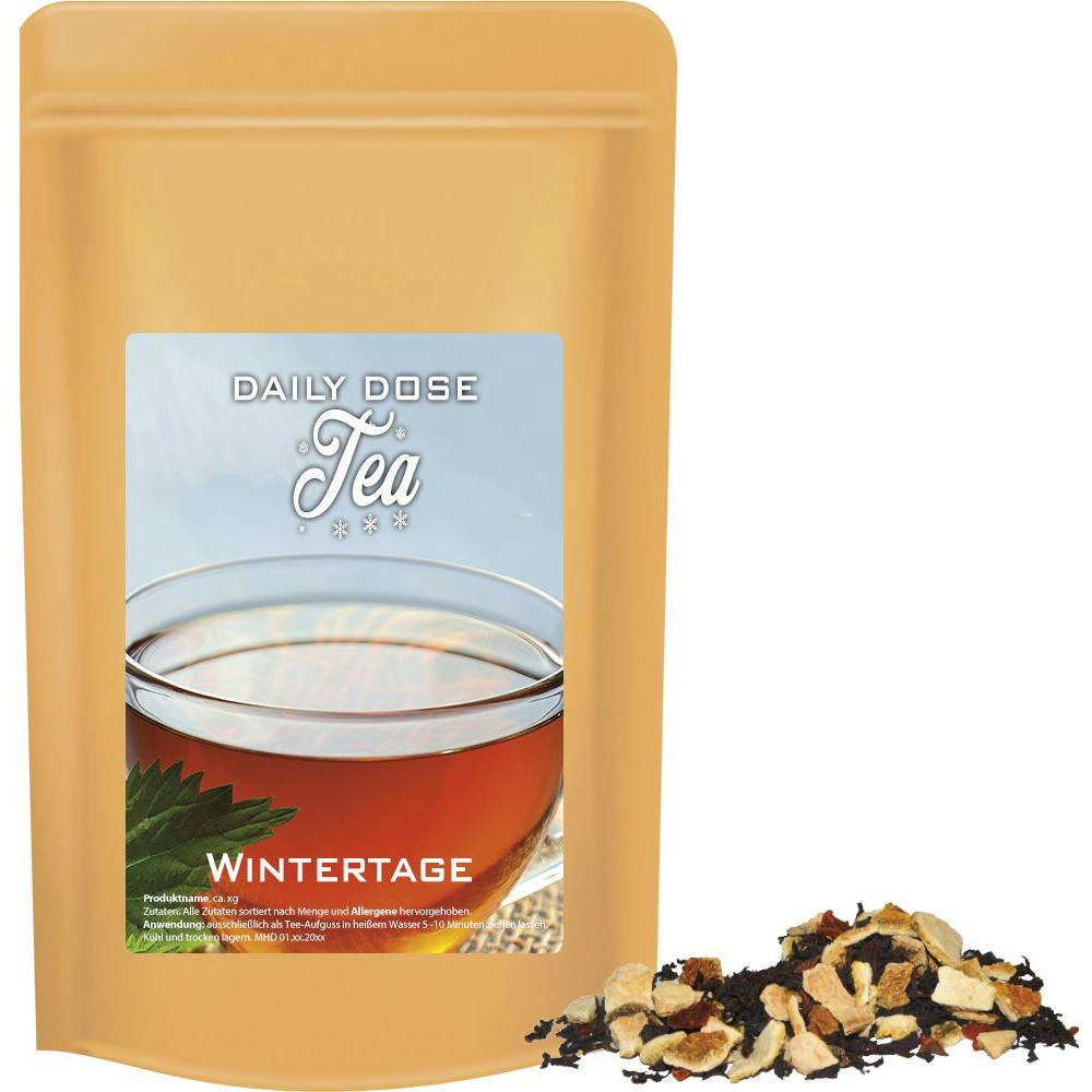 Product image Wintertage Tee, ca. 55g, Standbeutel Midi Werbeartikel