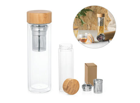 Product image MAKAROVA. Flasche aus Borosilikatglas mit Teesieb 490 ml bedrucken