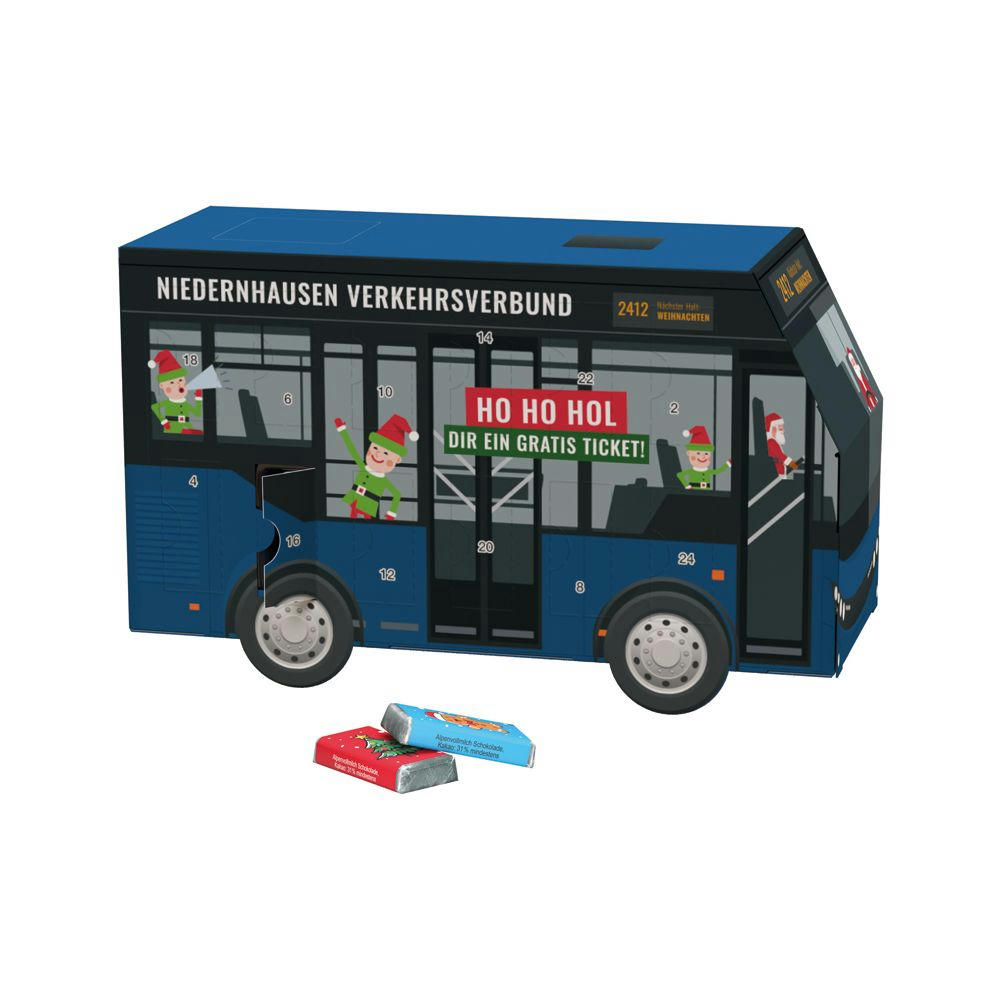 Adventskalender Bus Werbeartikel