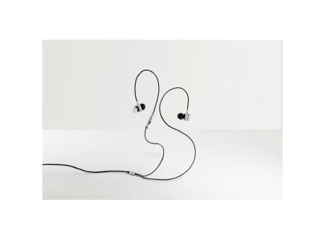 VIBRATION. In-Ear Kopfhörer aus Metall und ABS mit Mikrofon Werbeartikel