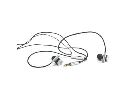 VIBRATION. In-Ear Kopfhörer aus Metall und ABS mit Mikrofon Werbeartikel