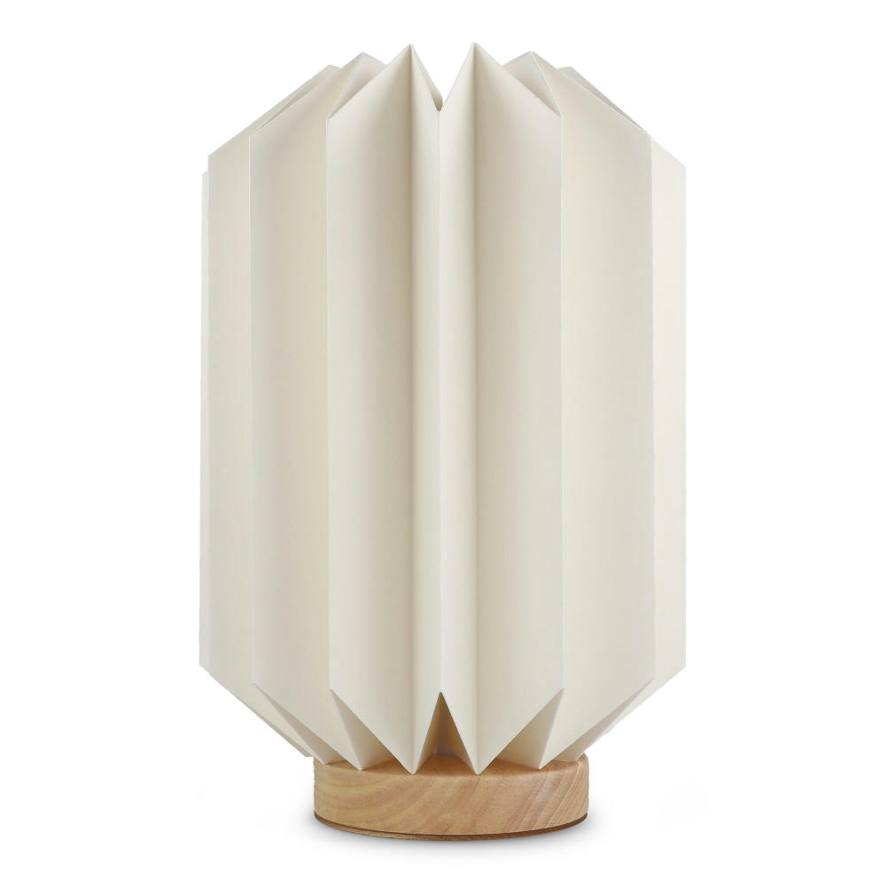 Product image Coollux faltbare Papier-LED-Lampe Eos auf Holzsockel, 25 cm (Briefkastengröße) Werbeartikel