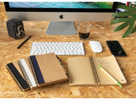 Kraft Spiral-Notizbuch mit Stift Werbeartikel