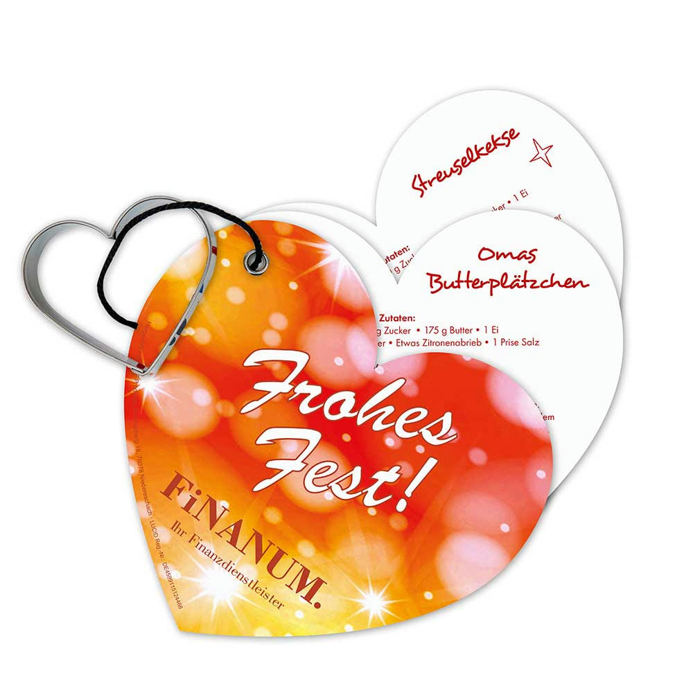 Product image Backförmchen mit Rezeptblock Weihnachtsherz Werbeartikel