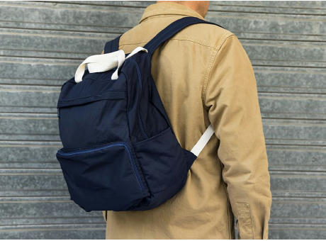 Faltbarer Rucksack 'Cordoba', Polycotton Mitternachtsblau Werbeartikel